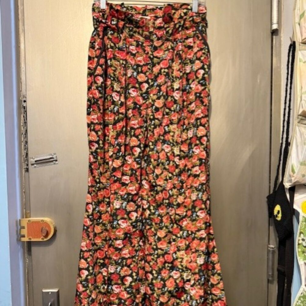 Vintage Boho Wide Leg Floral Bell Bottom Pants - Picture 5 of 16
